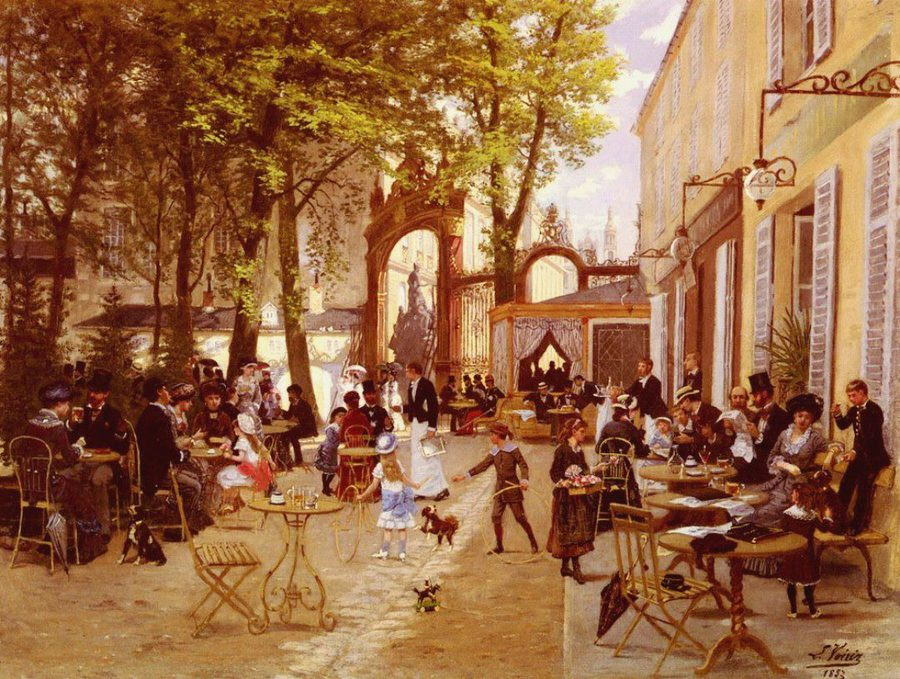The terrace of the café of the glacier, place Stanislas in Nancy by Léon Joseph Voirin (1833-1887)