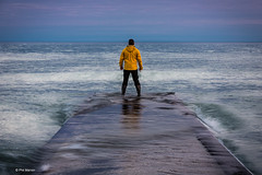 Yours truly taking a long walk on a short submerged pier - Balmy Beach, Toronto