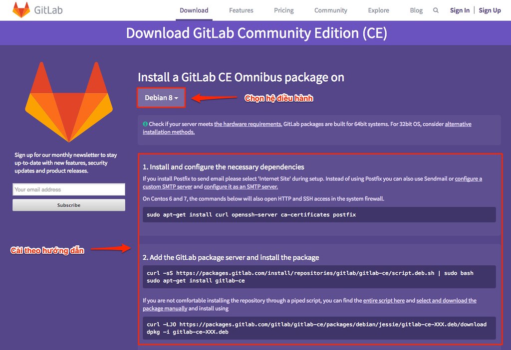 Install Gitlab debian 8