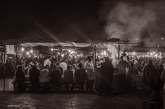 night food stalls in Djemaa el Fna square -Marrakech, Morocco