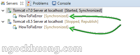 Lỗi Tomcat: Several ports (8005, 8080, 8009) required by Tomcat Server at localhost are already in use