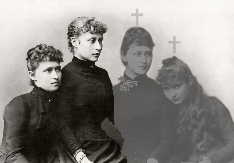 Four of the Hesse sisters (left to right)—Irene, Victoria, Elisabeth and Alix, 1885