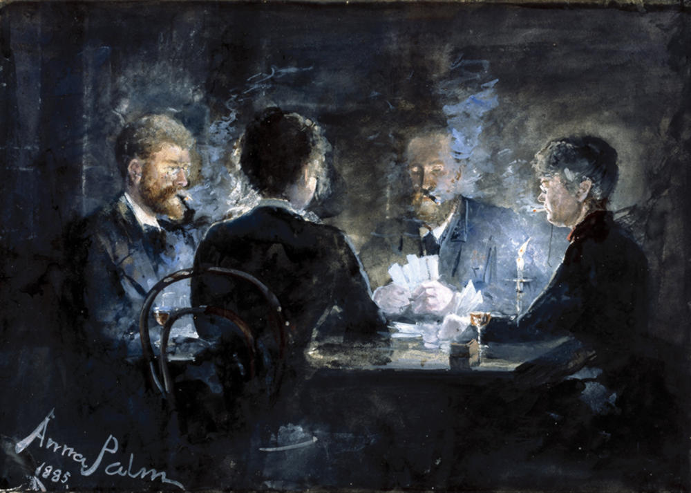 A game of l'hombre in Brøndums Hotel by Anna Palm de Rosa, 1885