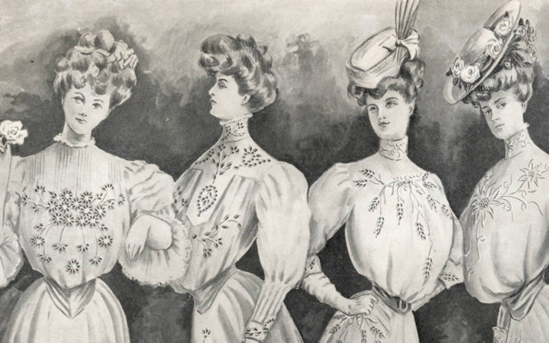Shirtwaist designs from The Modern Priscilla, a needlework magazine, 1906