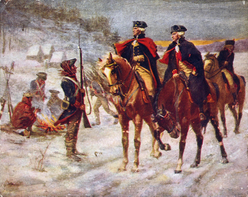 Lafayette (right) and Washington at Valley Forge