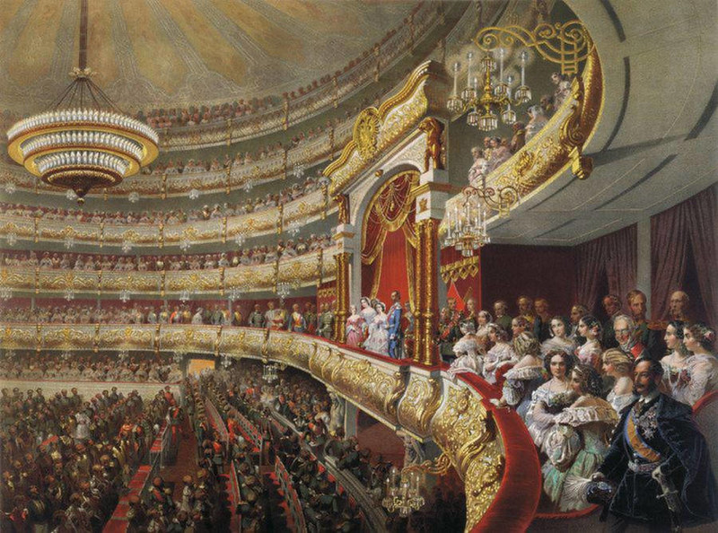 Performance at the Bolshoi Theater by Mihály Zichy (1827 - 1906)