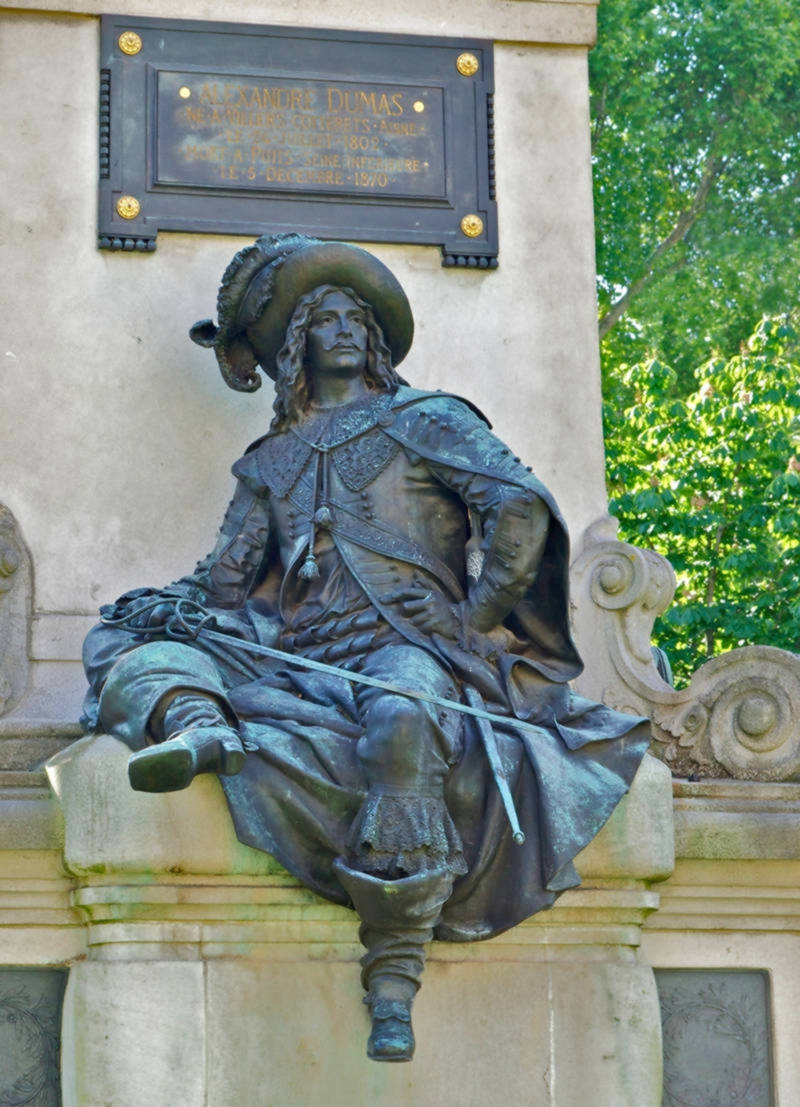 D'Artagnan at the monument to Alexandre Dumas, Paris, France