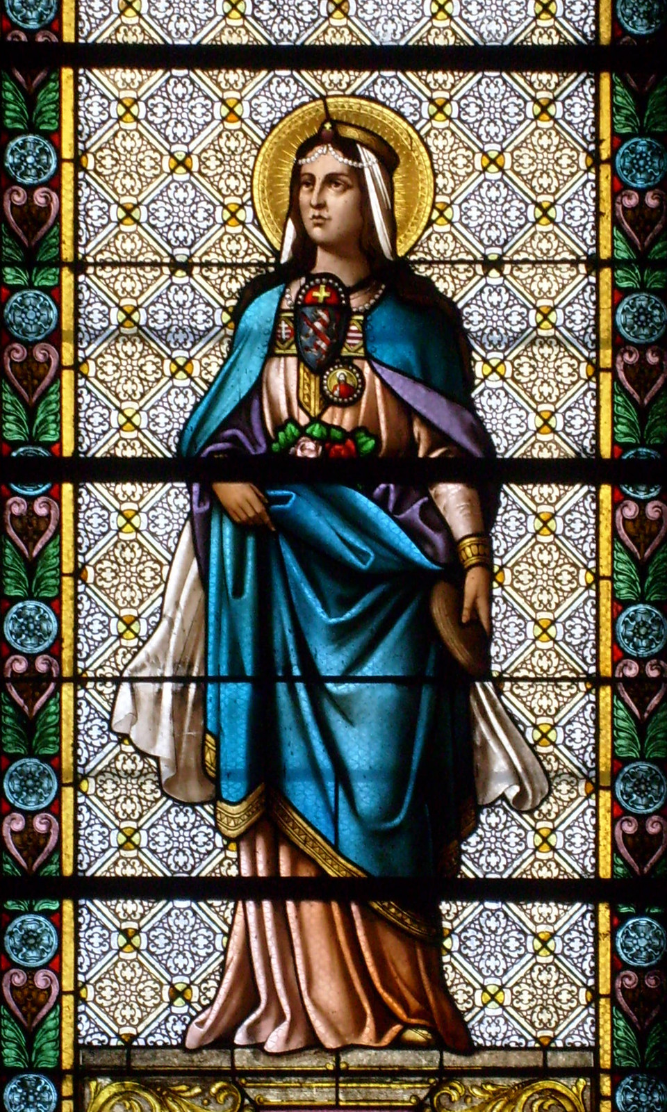 Stained glass from the Minorite Church (the Transfiguration Cathedral) of Cluj, representing St. Elizabeth of Hungary