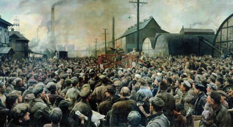 Vladimir Lenin at the Rally of Putilov Plant Workers in May 1917 by Isaak Brodsky