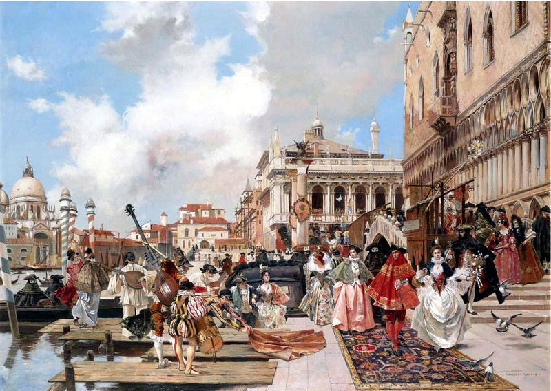 The Carnival in Venice by Francois Flameng