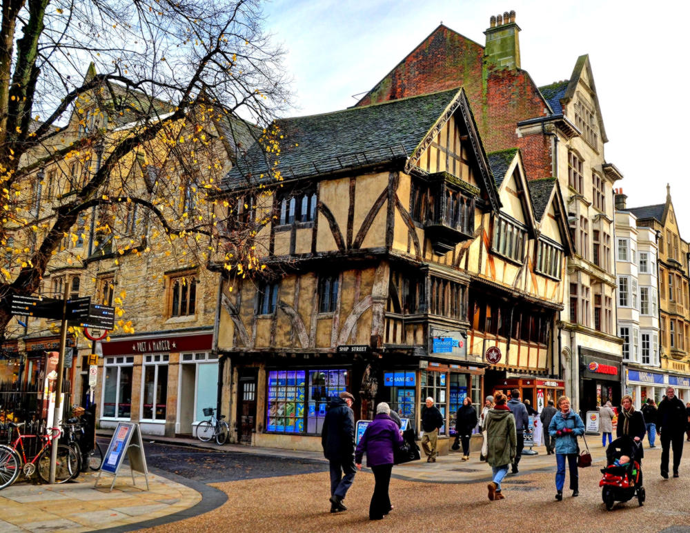 14th-century timber-framed building in Cornmarket Street, Oxford.
