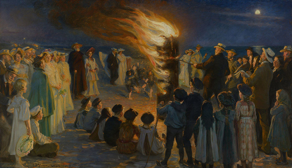 Midsummer Eve bonfire on Skagen's beach by P.S. Krøyer, 1906