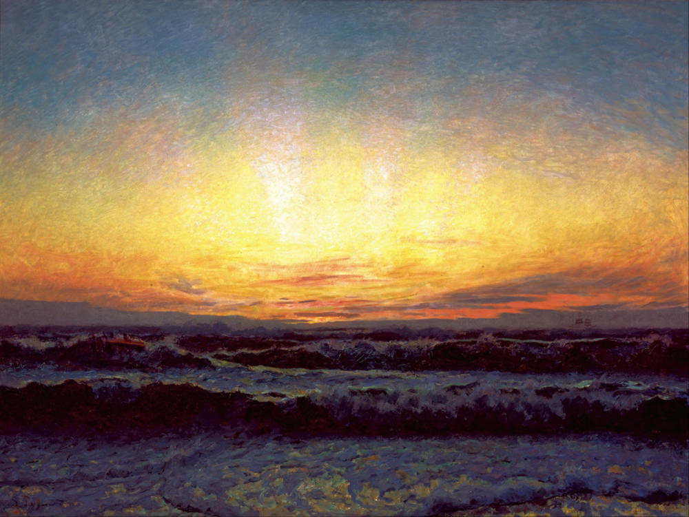 The North Sea in Stormy Weather. After Sunset by Laurits Tuxen, 1909