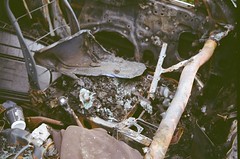 Inside a burnt out car (Olympus Trip 35)