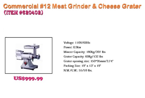 12 Meat Grinder & Cheese Grater