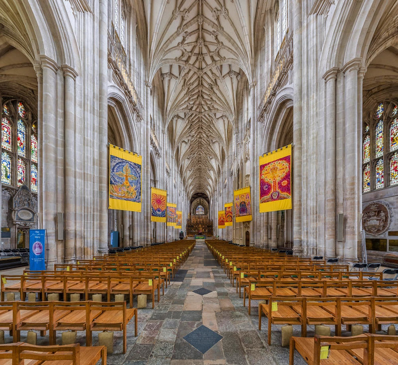 The nave of Winchester Cathedral as viewed from the west looking towards the choir. Credit David Iliff