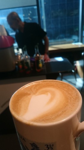 Caffe latte from the coffee cart at work