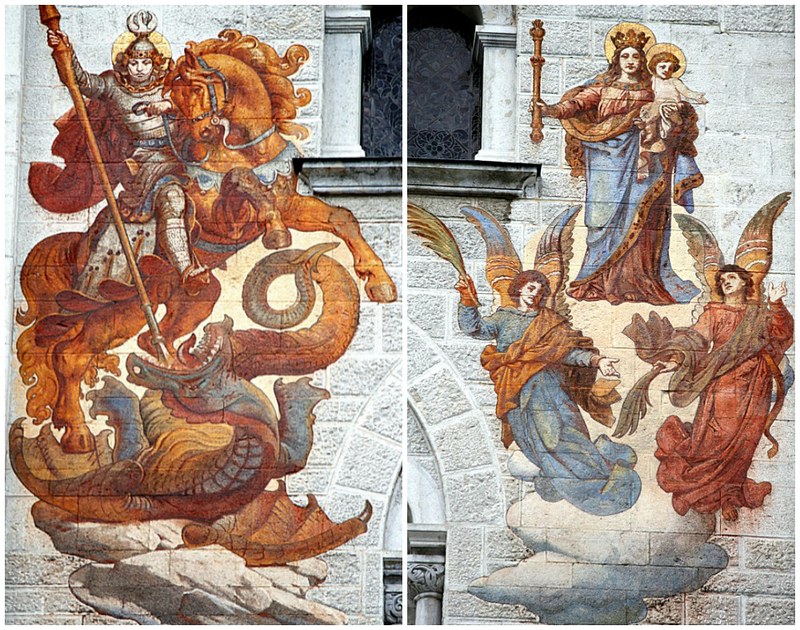 Detail of Frescos in Neuschwanstein Courtyard. Credit Hedwig Storch