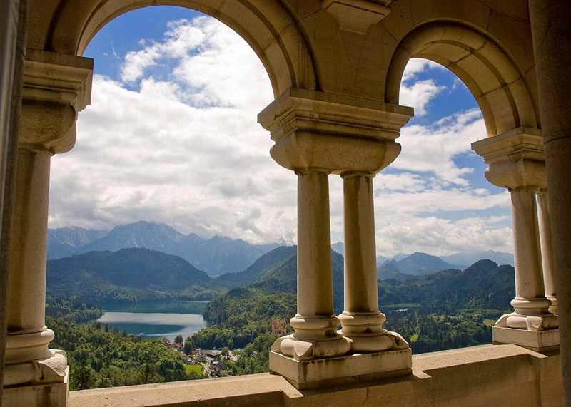 Alps from a balcony of the Neuschwanstein castle in Germany. Credit Stanhua, flickr