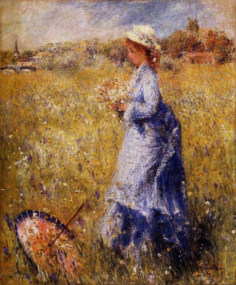 Girl Gathering Flowers by Pierre Auguste Renoir, 1872