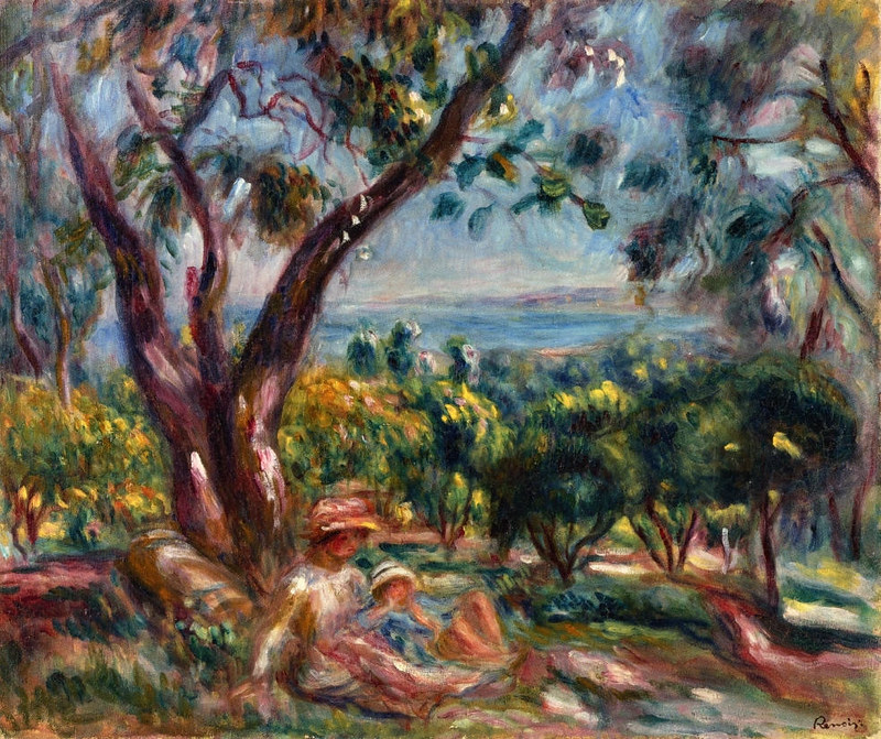 Cagnes Landscape with Woman and Child by Pierre Auguste Renoir, 1910