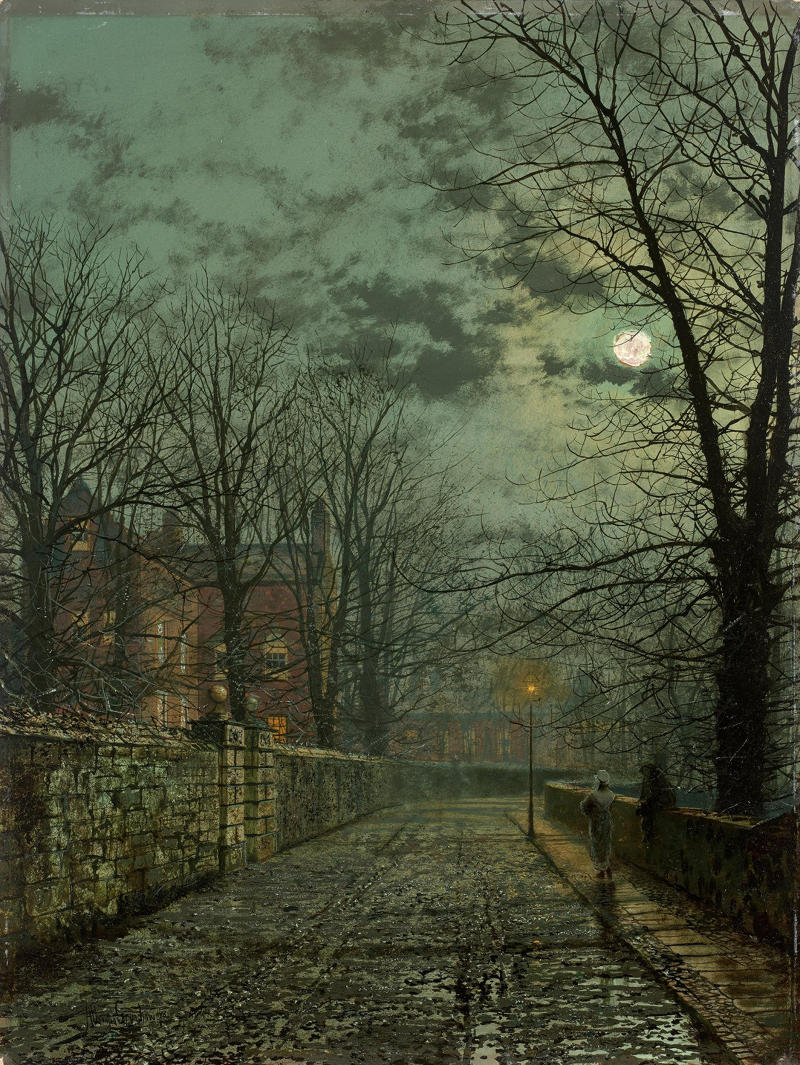 Street after the Rain in the Moonlight by John Atkinson Grimshaw, 1881