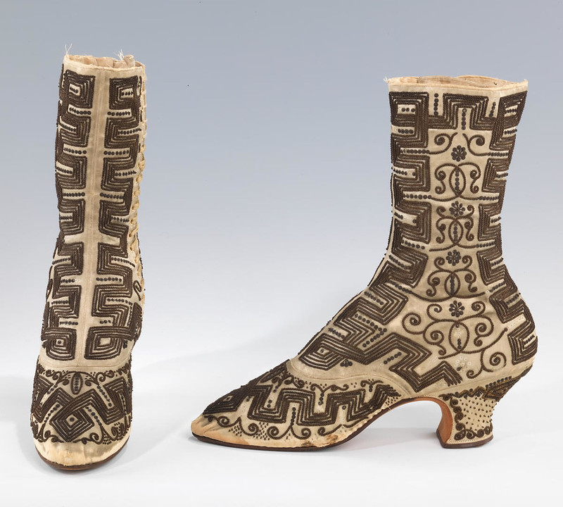1890 Eveing boots. French. Silk, metla. metmuseum
