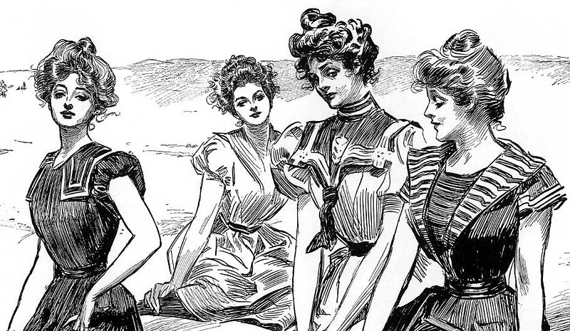 Gibson Girls in beach attire by Charles Dana Gibson, 1898