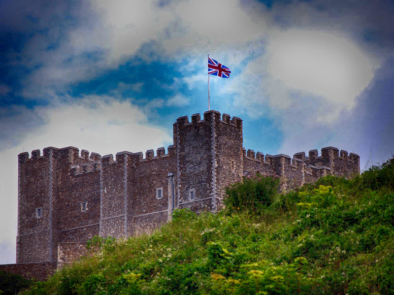 Dover Castle flying the Union Jack. Credit Harvey Barrison