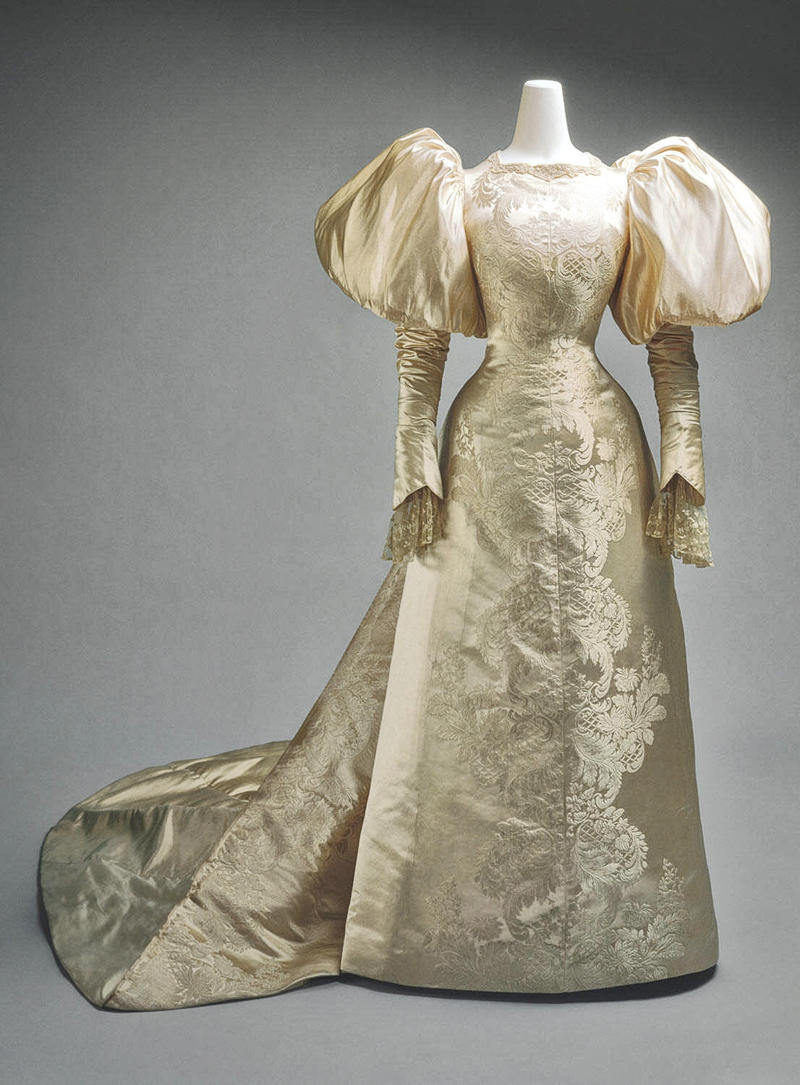 1896 Wedding dress. House of Worth. Silk, pearl. Credit metmuseum
