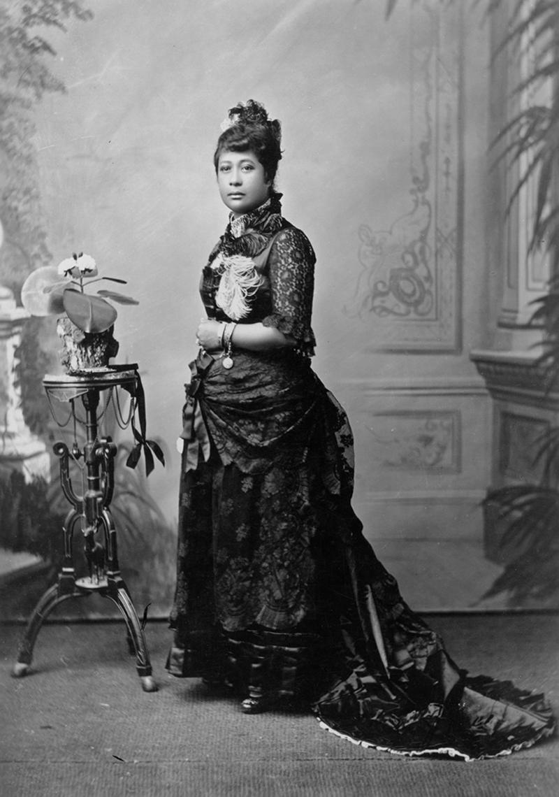 Princess Likelike in a formal portrait, taken by James J. Williams, 1880s