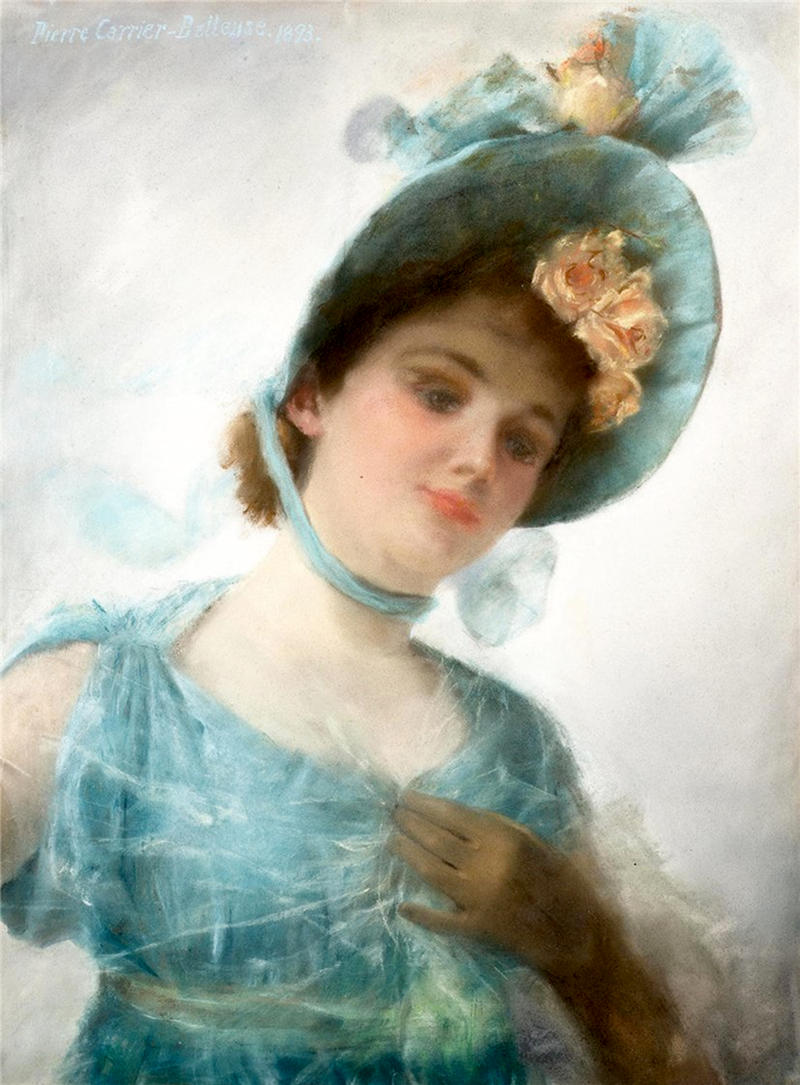 The Summer Bonnet by Pierre Carrier-Belleuse, 1893