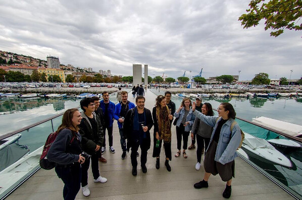 Visiting Associate Professor Sasa Begovic and students take a break to enjoy ice cream during the trip to Croatia. photo / Christopher Andras (B.Arch. '18)