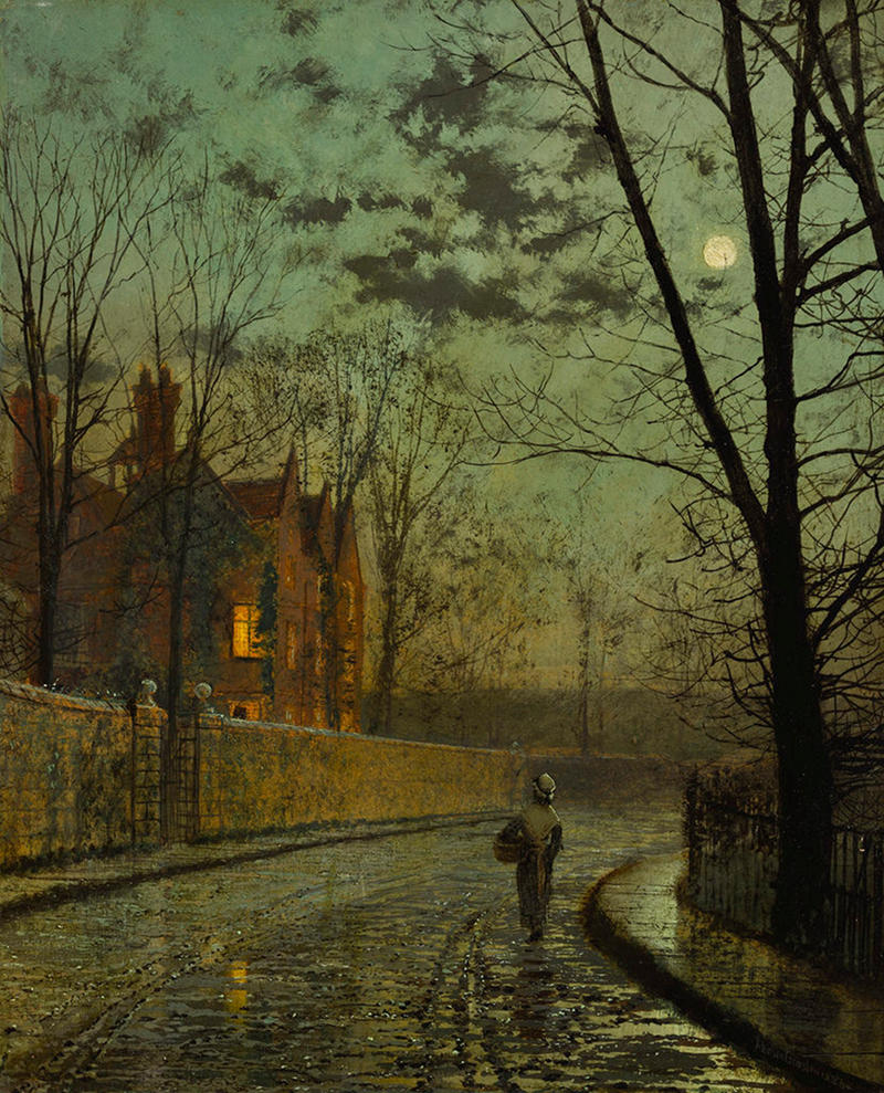 Street after the Rain in the Moonlight by John Atkinson Grimshaw