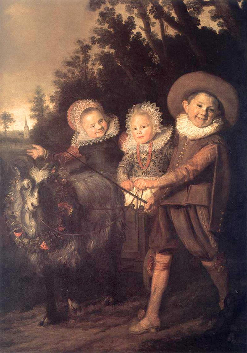 Three Children with a Goat Cart by Frans Hals, c. 1620