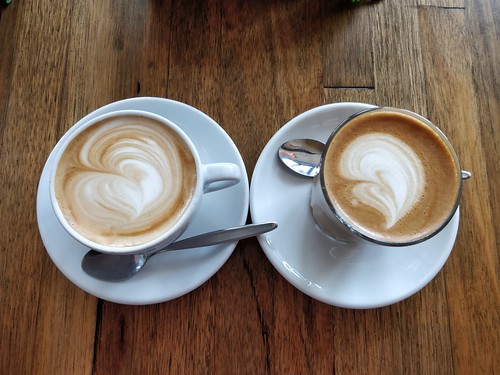 Strong caffe latte, flat white coffee AUD3.80 each - Sister of Soul, St Kilda - op5