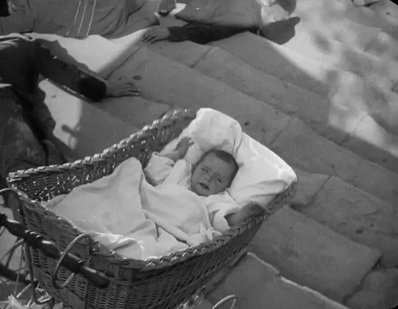 The baby in the pram falling down the 'Odessa Steps' from the movie 'The Battleship Potemkin', 1925