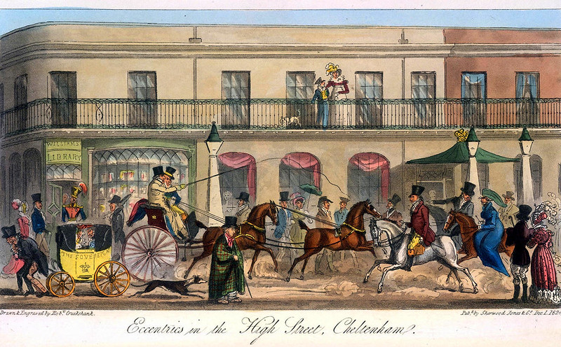 Cheltenham High Street 1825 by Isaac Cruikshank