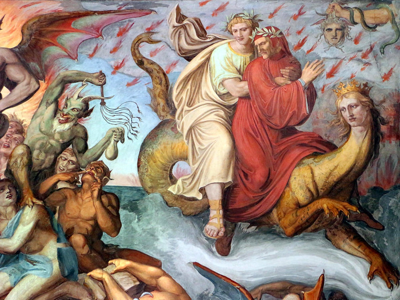 Dante's Inferno depicted in wall frescos by Joseph Anton Koch. Credit Sailko