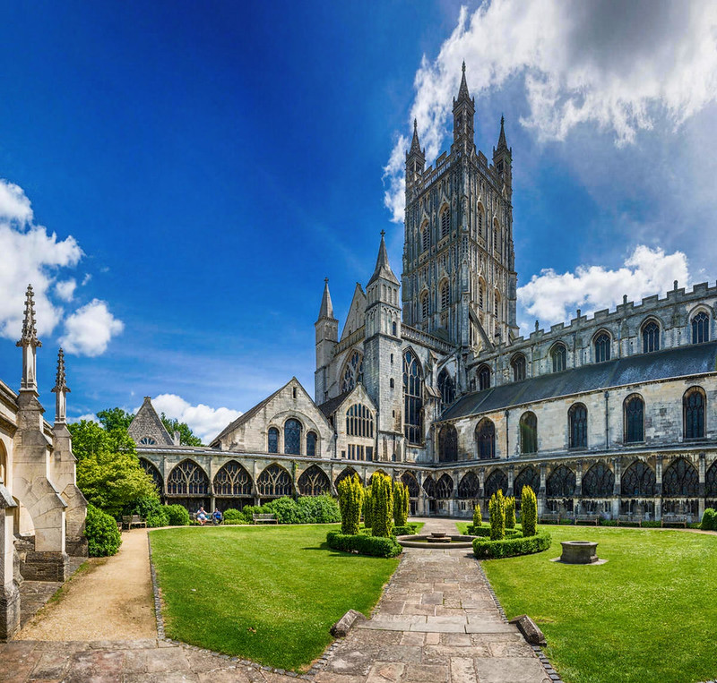 Gloucester Cathedral as seen from the Cloister. Credit David Iliff