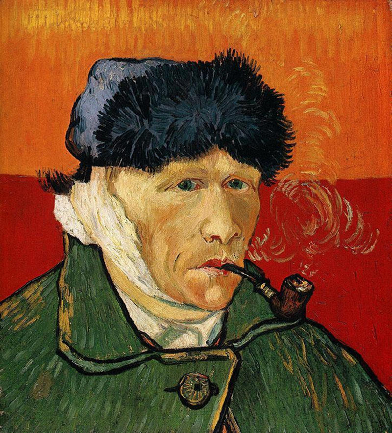 Self Portrait with Bandaged Ear and Pipe by Vincent van Gogh, 1889