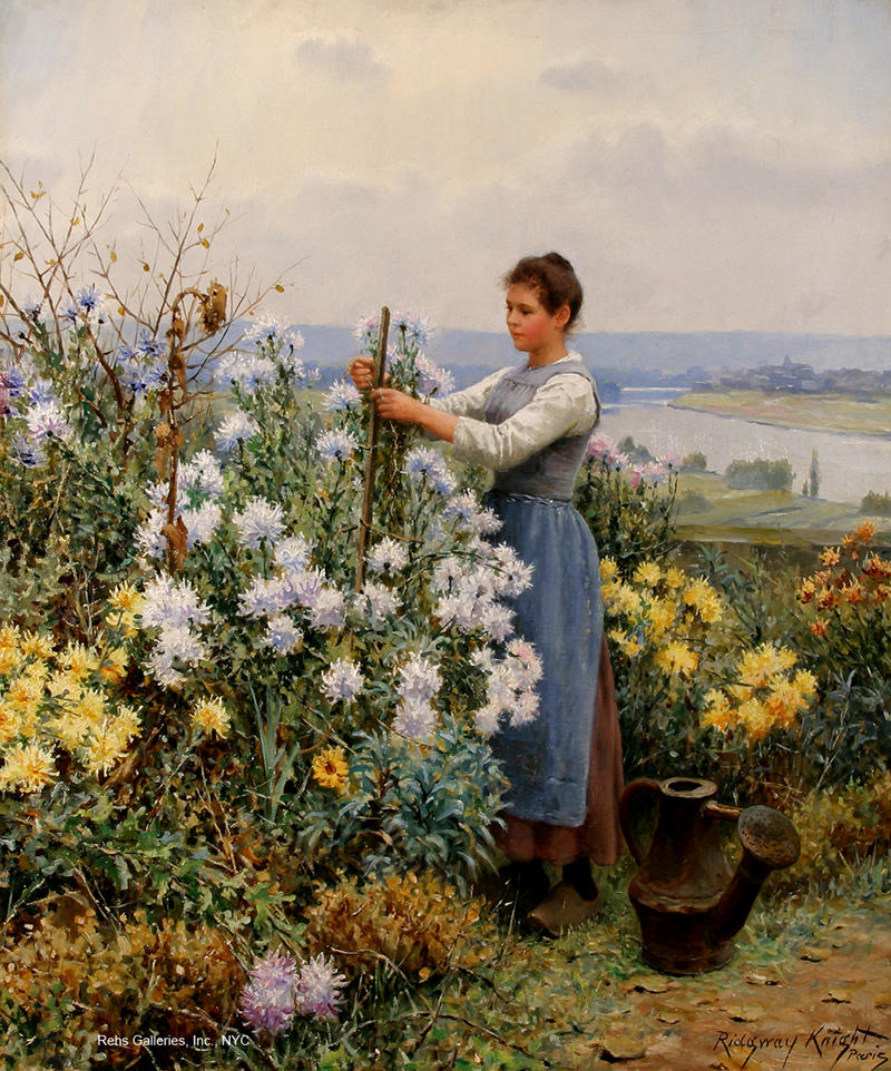 Chrysanthemums by Daniel Ridgway Knight, 1898. Image courtesy of Rehs Galleries, Inc., NYC