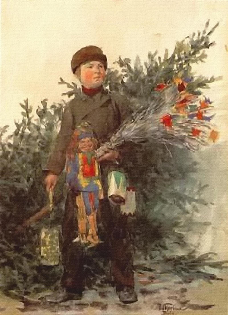Berlin boy from the Christmas market by Franz Skarbina, c. 1890