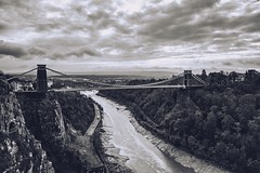 Clifton Suspension Bridge - Clifton Village - Bristol UK - Set of High Contrast BW images of Clifton Suspension Bridge and aerial shots of nearby places