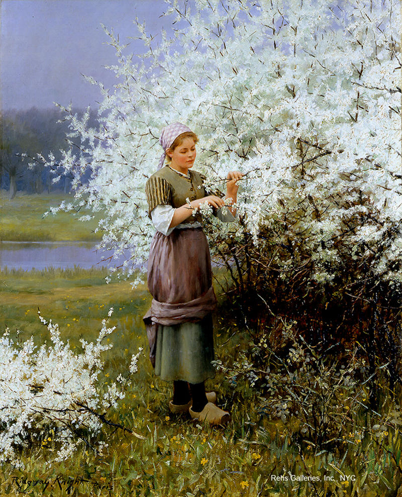 Spring Blossoms by Daniel Ridgway Knight. Image courtesy of Rehs Galleries, Inc., NYC