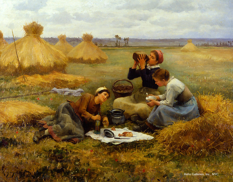 Breakfast in the Fields by Daniel Ridgway Knight, 1884. Image courtesy of Rehs Galleries, Inc., NYC
