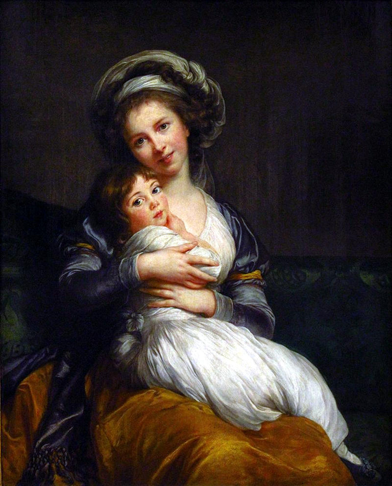 Self-portrait with her daughter Julie, 1786