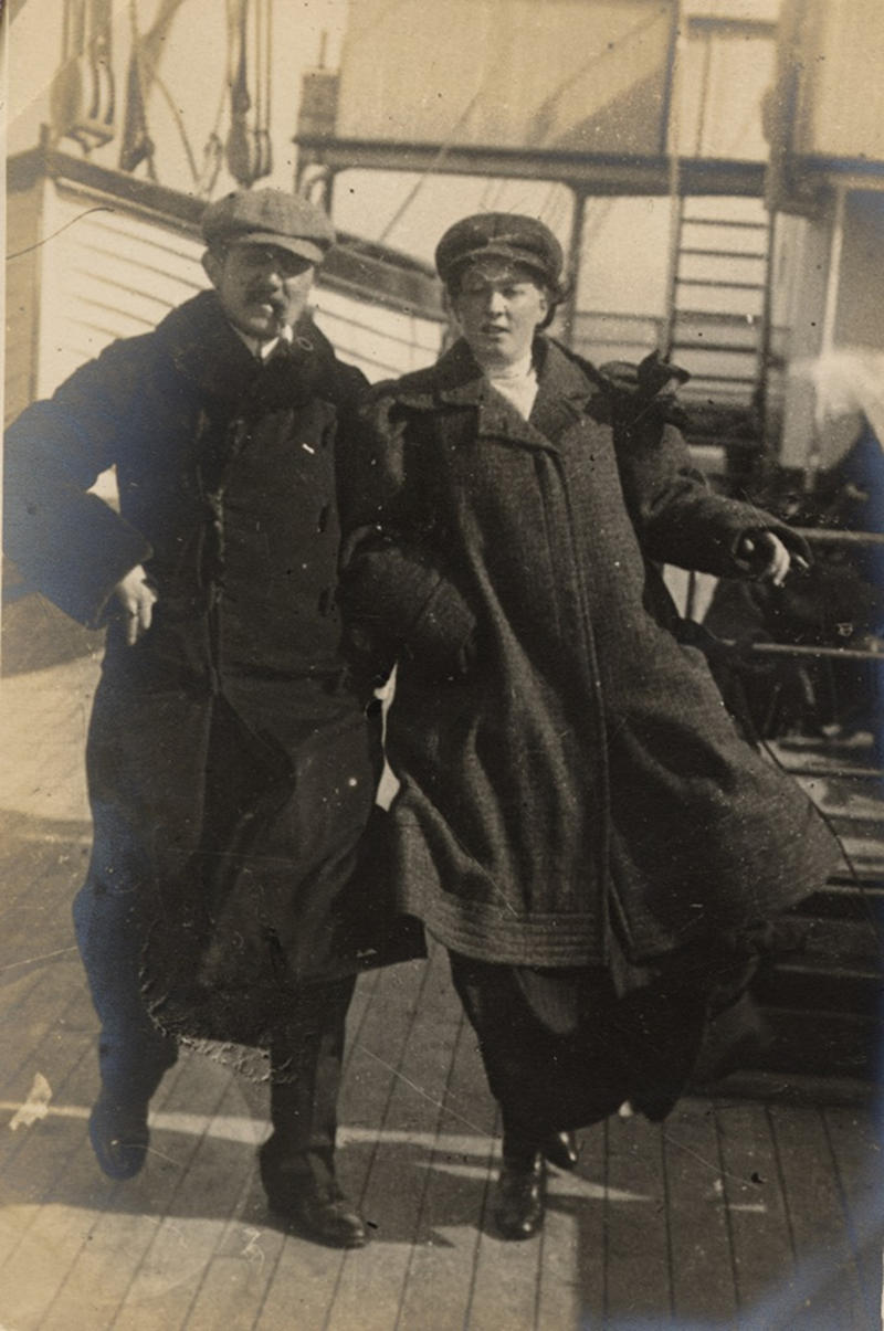 Best to wrap up warm for the bracing trip across the English Channel, 1906