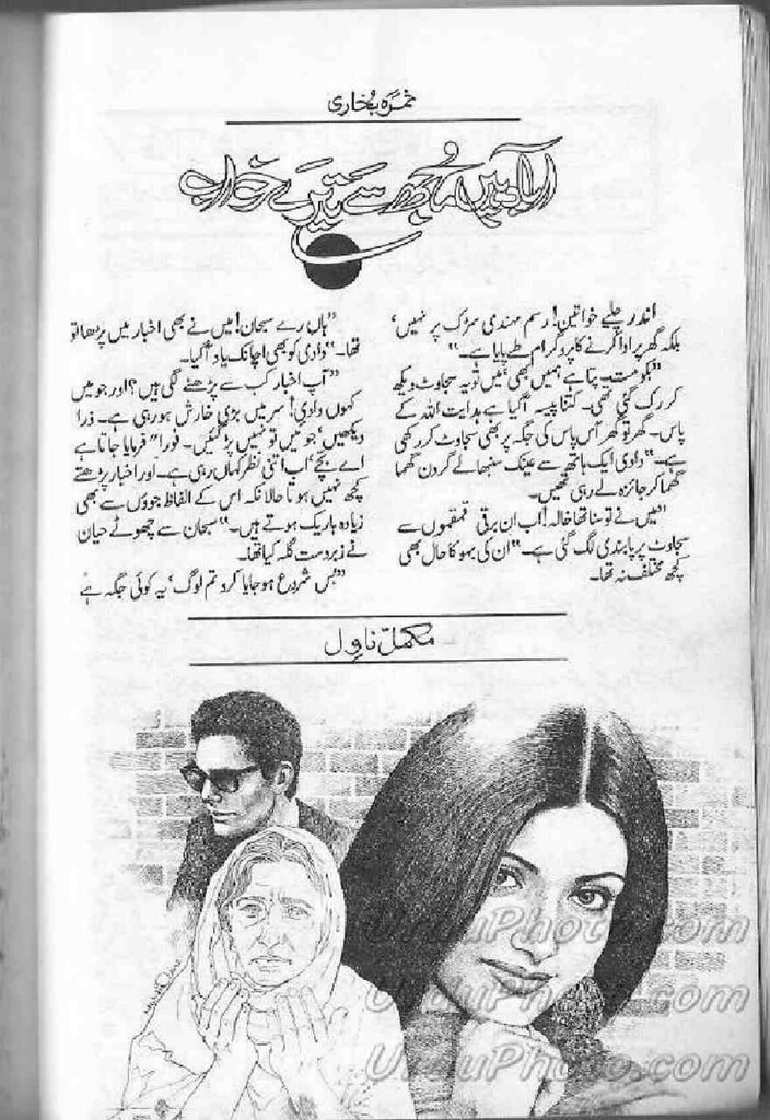 Aabad Hain Mujh Se Tere Khawab is a very well written complex script novel by Samra Bukhari which depicts normal emotions and behaviour of human like love hate greed power and fear , Samra Bukhari is a very famous and popular specialy among female readers