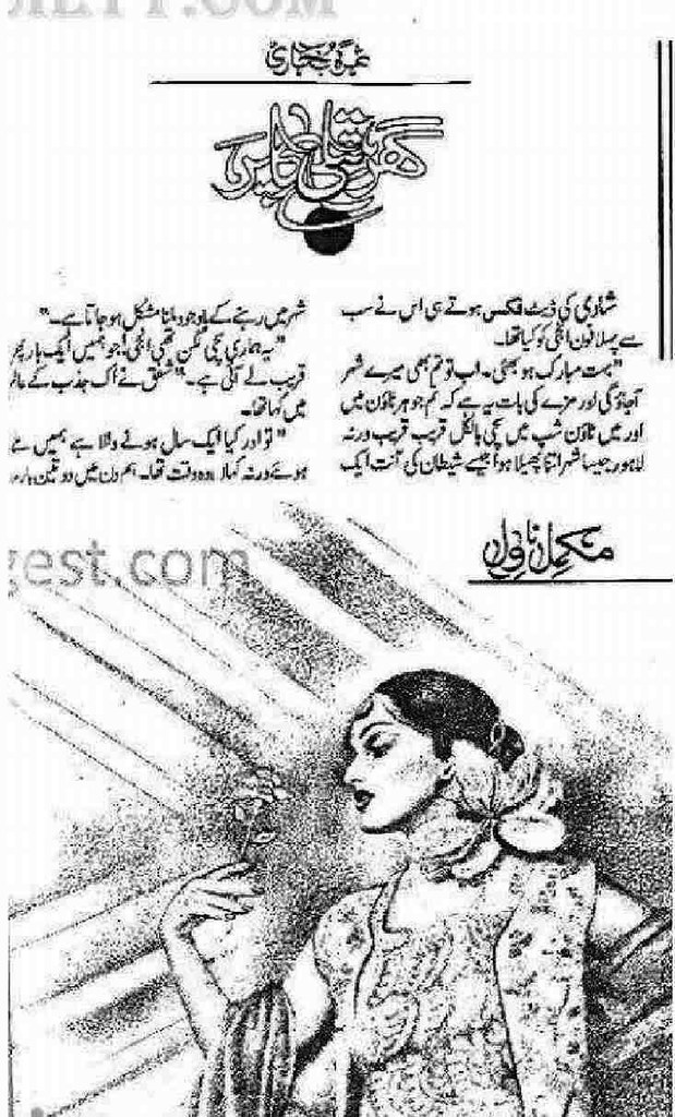 Ghar Titli Ka Par is a very well written complex script novel by Samra Bukhari which depicts normal emotions and behaviour of human like love hate greed power and fear , Samra Bukhari is a very famous and popular specialy among female readers